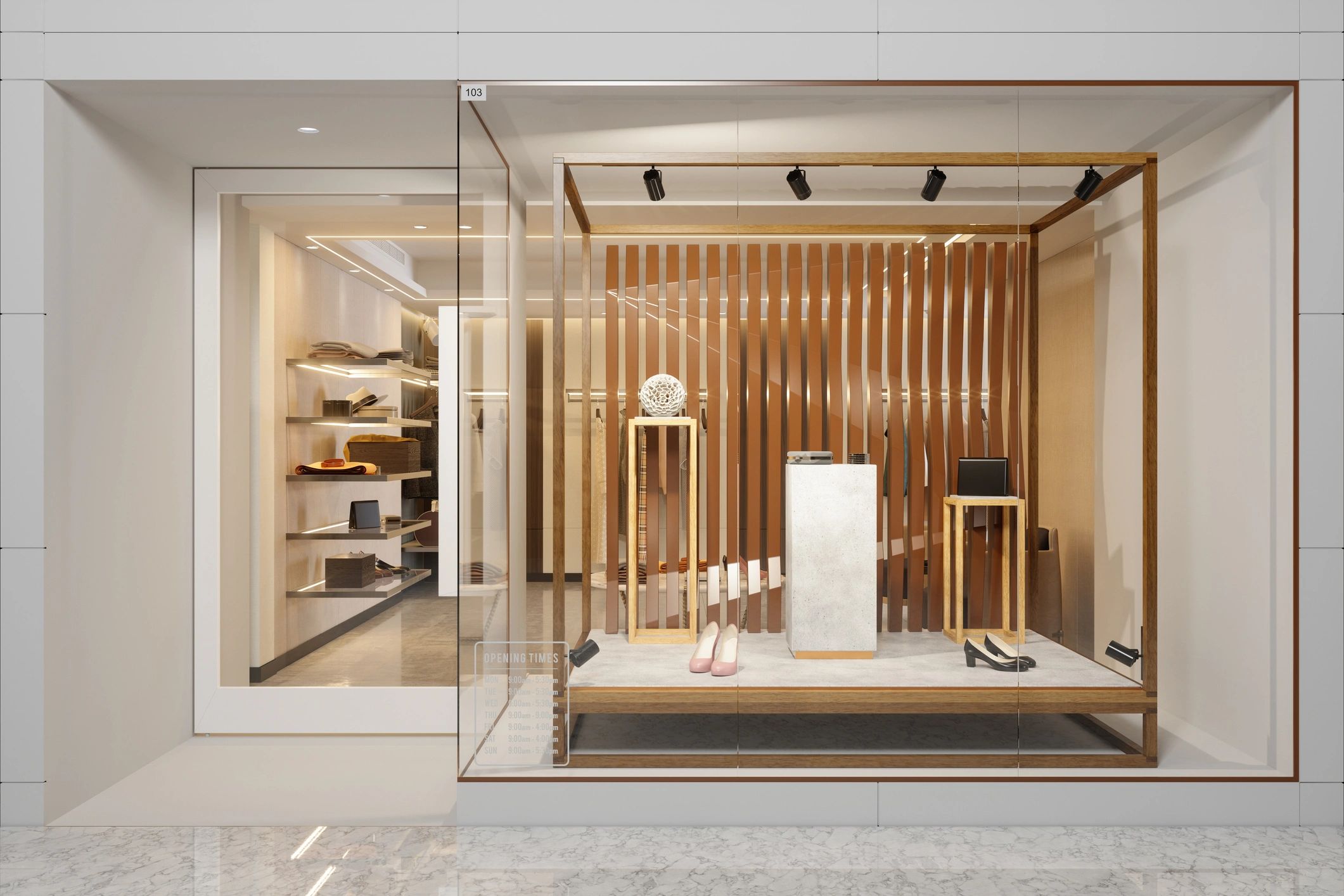 fashionable clothing store interior apparel display